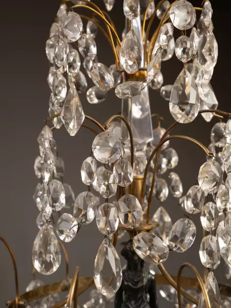 Paire de girandoles en bronze et cristal taillé, Suède vers 1790