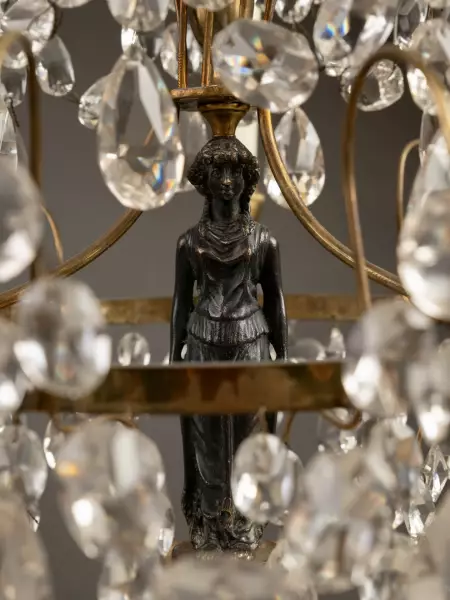 Paire de girandoles en bronze et cristal taillé, Suède vers 1790
