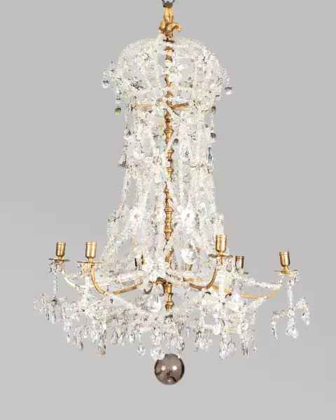Lustre à lacets en cristal de roche, Paris ép Louis XIV