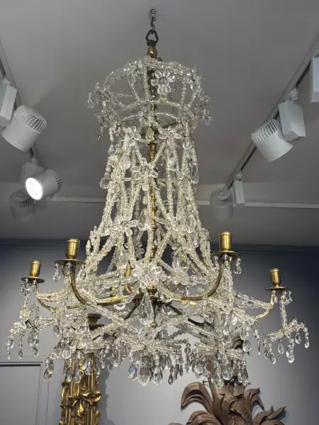 Lustre à lacets en cristal de roche, Paris ép Louis XIV