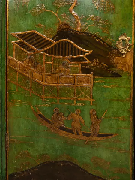 Paire d’encoignures en vernis Martin vert, Paris époque Louis XV