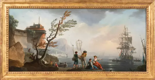 Le calme et la tempête, paire de marines par Lacroix de Marseille 1773