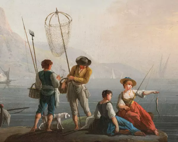 Le calme et la tempête, paire de marines par Lacroix de Marseille 1773