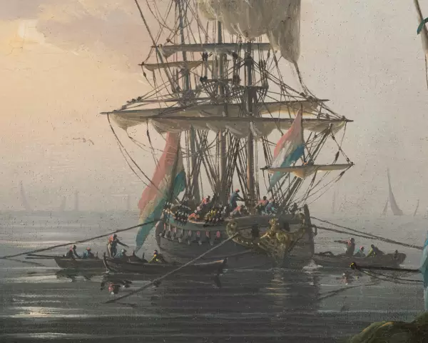Le calme et la tempête, paire de marines par Lacroix de Marseille 1773
