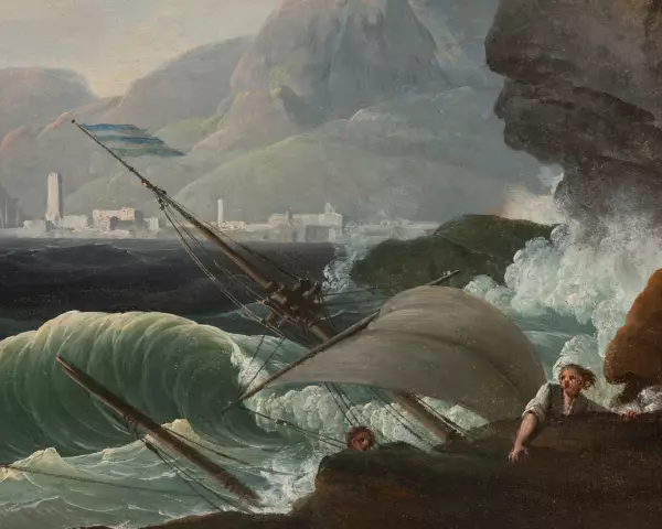 Le calme et la tempête, paire de marines par Lacroix de Marseille 1773