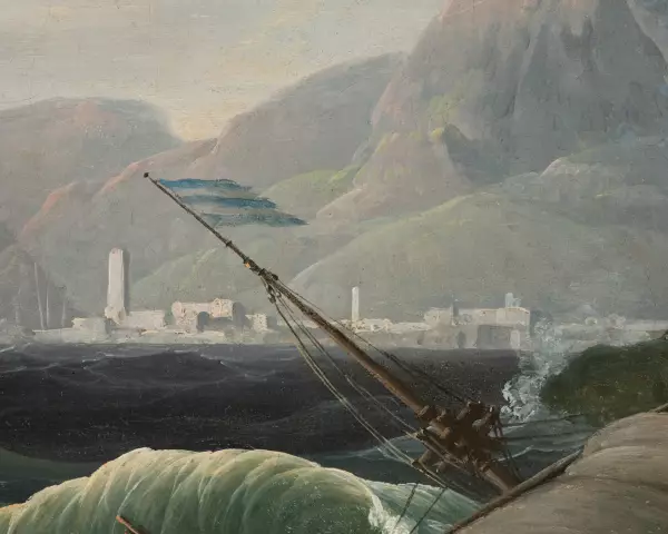 Le calme et la tempête, paire de marines par Lacroix de Marseille 1773