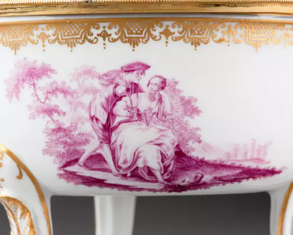 Réchaud couvert en porcelaine de Meissen monté en pot-pourri 18ème siècle