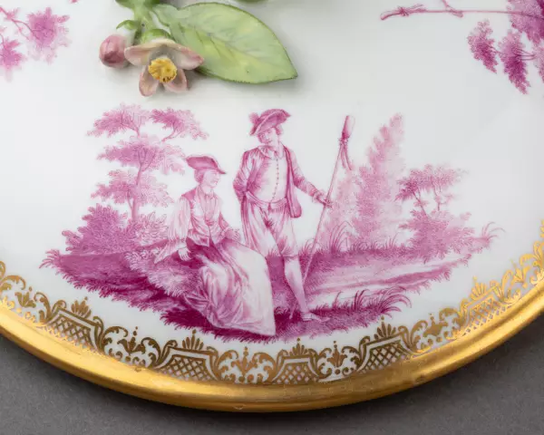 Réchaud couvert en porcelaine de Meissen monté en pot-pourri 18ème siècle