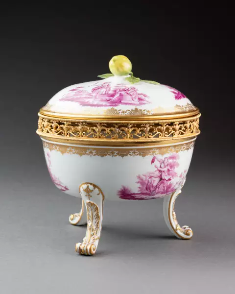 Réchaud couvert en porcelaine de Meissen monté en pot-pourri 18ème siècle