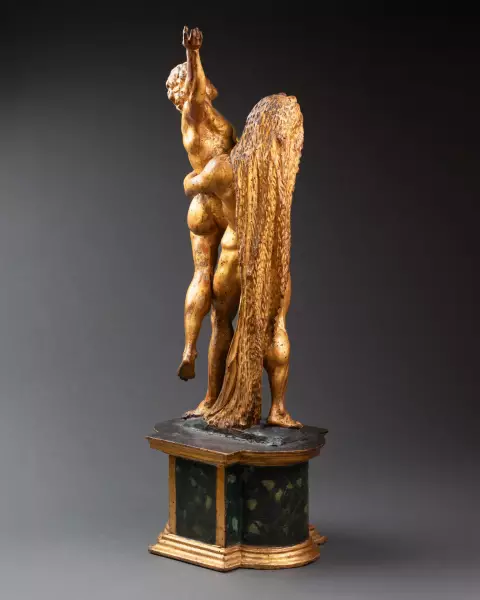 Hercule et Antée, sculpture en bois doré, Italie, XVIIIème siècle
