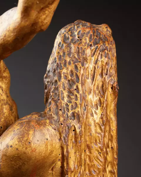 Hercule et Antée, sculpture en bois doré, Italie, XVIIIème siècle
