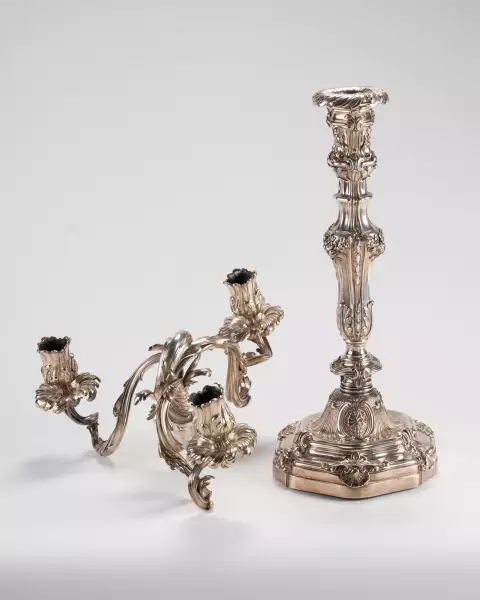 Paire de candélabres en argent par L.Lehendick, Paris ép Louis XV