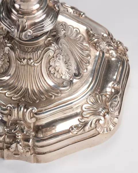 Paire de candélabres en argent par L.Lehendick, Paris ép Louis XV