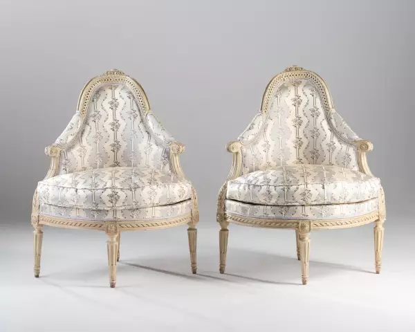 Paire de bergères d’angle par J.B Sené, Paris ép Louis XVI