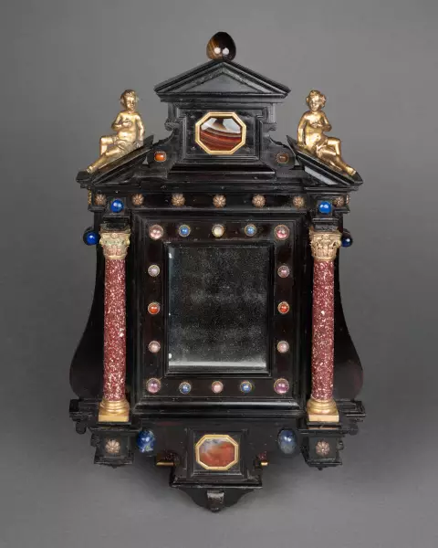 Miroir en ébène et pierres dures, Florence XVIIe siècle