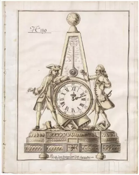 Pendule thermomètre Rousseau et Voltaire, Paris vers 1778